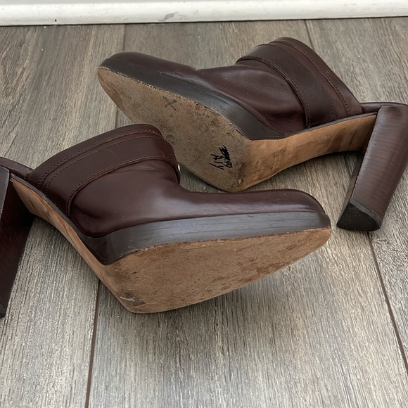 Vintage Y2k Yves Saint Laurent Brown Leather Pointed Mules with Silver Buckle - Picture 8 of 11